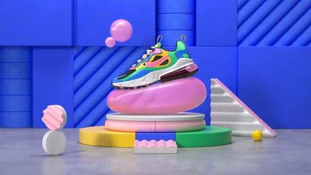 3D Sneaker Display, 3d-render, playful, vibrant