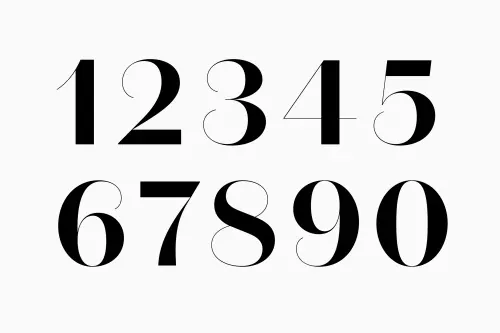 Serif numeral specimen, minimal, monochrome, monochrome