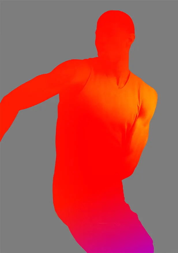 Gradient silhouette of running athlete, graphic, bold, vibrant