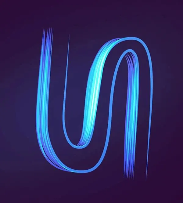 Glowing neon abstract loops, 3d-render, gradient-heavy, dark