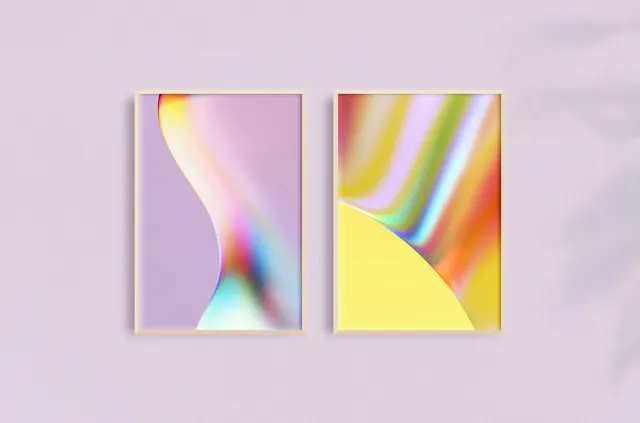Gradient art prints diptych, abstract, gradient-heavy, pastel