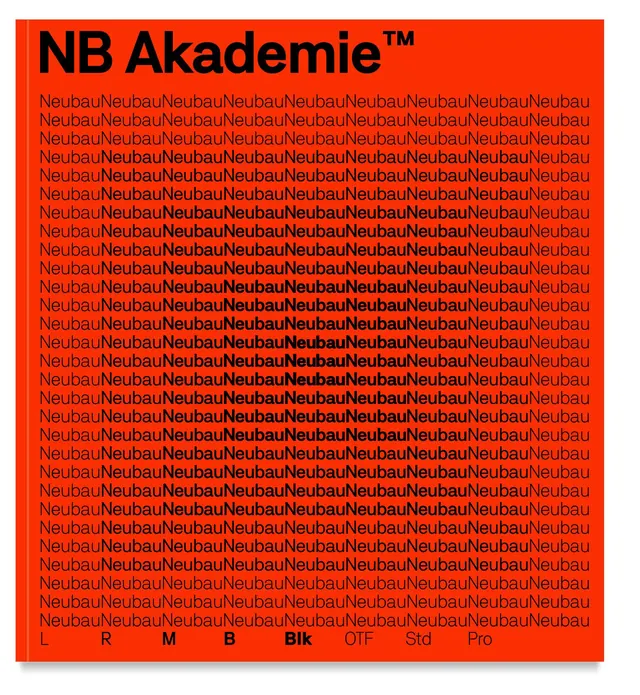 NB Akademie typeface specimen, brutalist, bold, vibrant