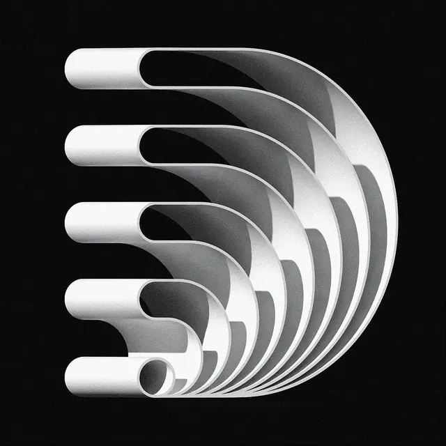 Abstract 3D geometric letter form, 3d-render, monochrome, monochrome