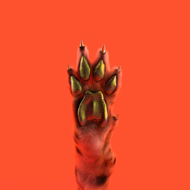 Born Mercurial animal paw print illustration, 3d-render, illustrative, vibrant