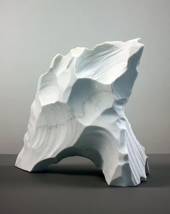 Abstract 3D carved sculptural form, 3d-render, abstract, light