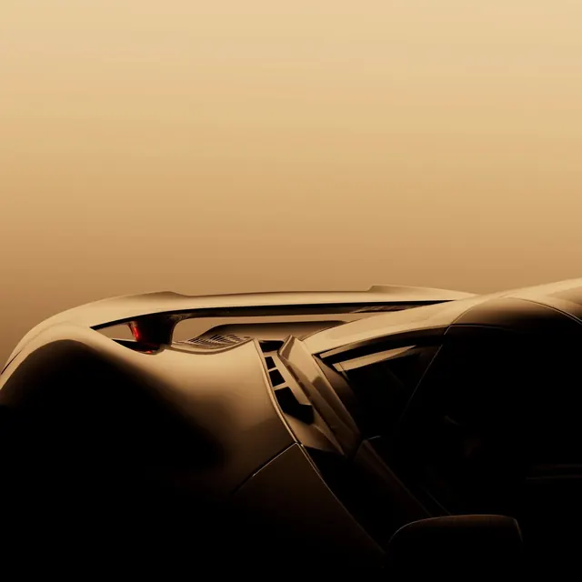 3D car interior dashboard with dramatic bronze lighting, 3d-render, gradient-heavy, warm