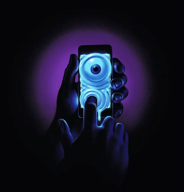Surveillance and biometric monitoring concept art, 3d-render, photographic, dark