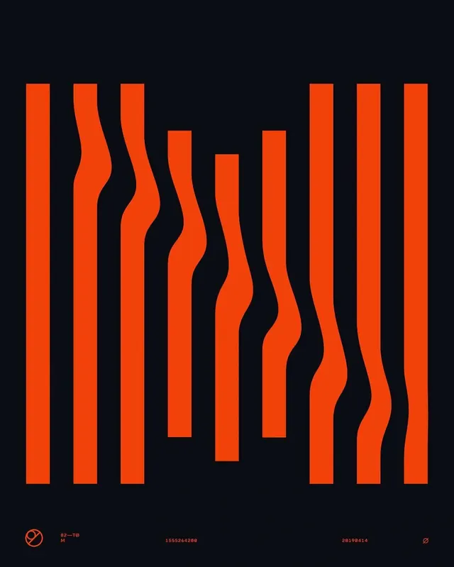 Orange Wavy Vertical Bars Abstract Graphic, abstract, organic, vibrant