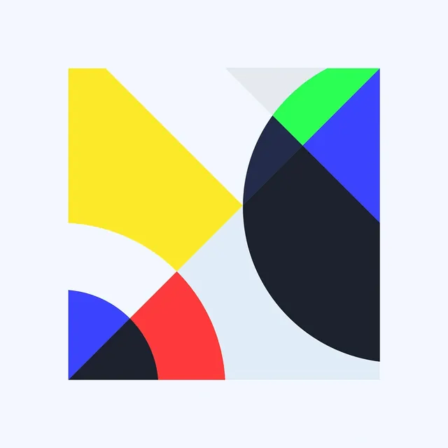 Geometric abstract composition in primary colors, geometric, abstract, vibrant