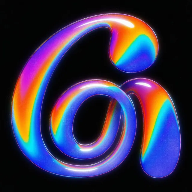 Neon gradient number "6a" on black, neon, gradient-heavy, vibrant
