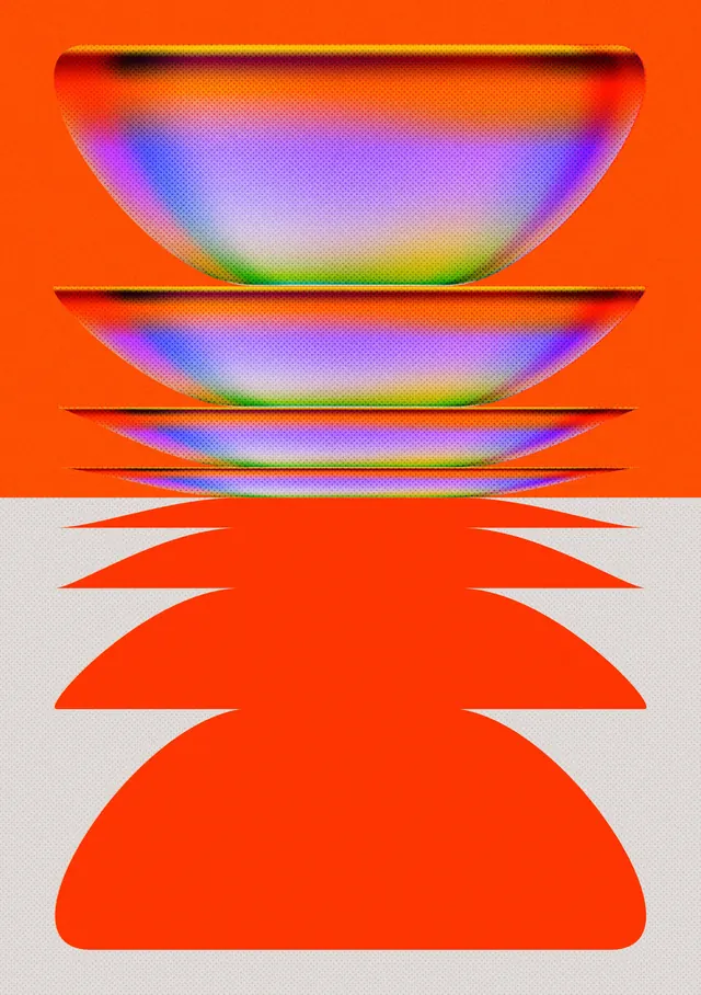 Abstract Gradient Composition with Geometric Bowls, abstract, geometric, vibrant