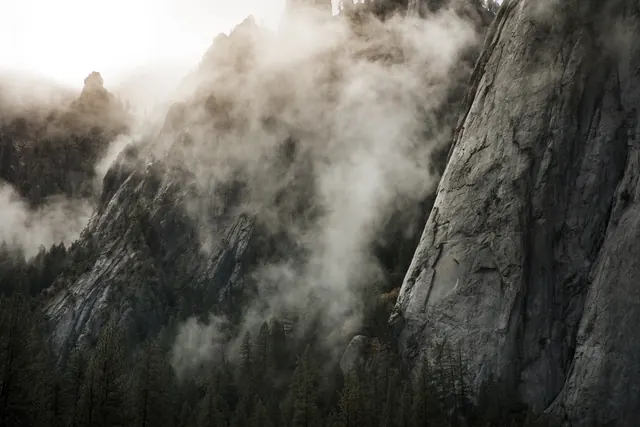 Yosemite Morning earthy neutral palette, gradient-heavy, warm, earthy