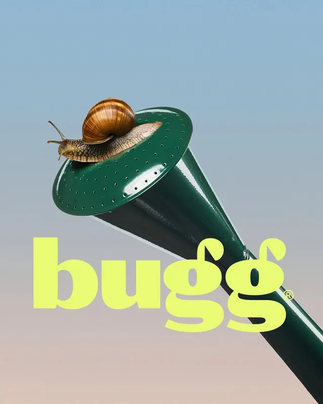 Bugs conceptual poster with snail, 3d-render, playful, vibrant