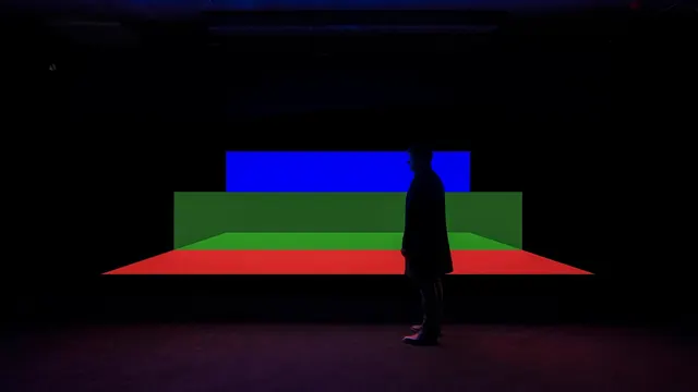 Dark institutional architecture presentation, dark-mode, minimal, dark