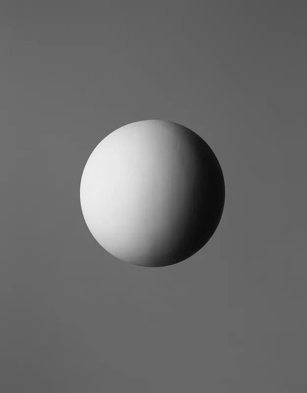 Spherical 3D rendering with subtle lighting gradient, 3d-render, minimal, monochrome