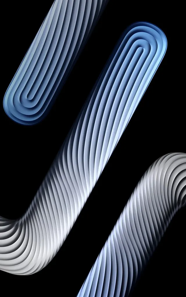 Striped abstract 3D tubes, technical, abstract, dark