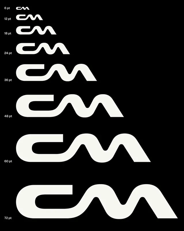 Font size scale specimen, geometric, technical, dark