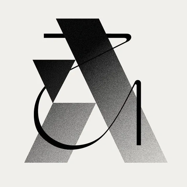 Abstract geometric line composition, abstract, geometric, monochrome