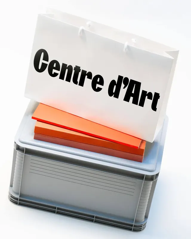 Centre d'Art stacked product shot, minimalist, 3d-render, light