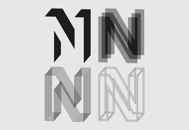 Typographic study with geometric variations, geometric, line-art, dark