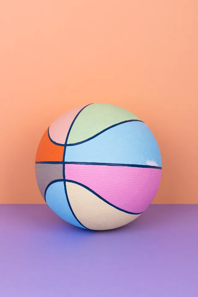 Colorful gradient basketball 3D render, 3d-render, gradient-heavy, vibrant