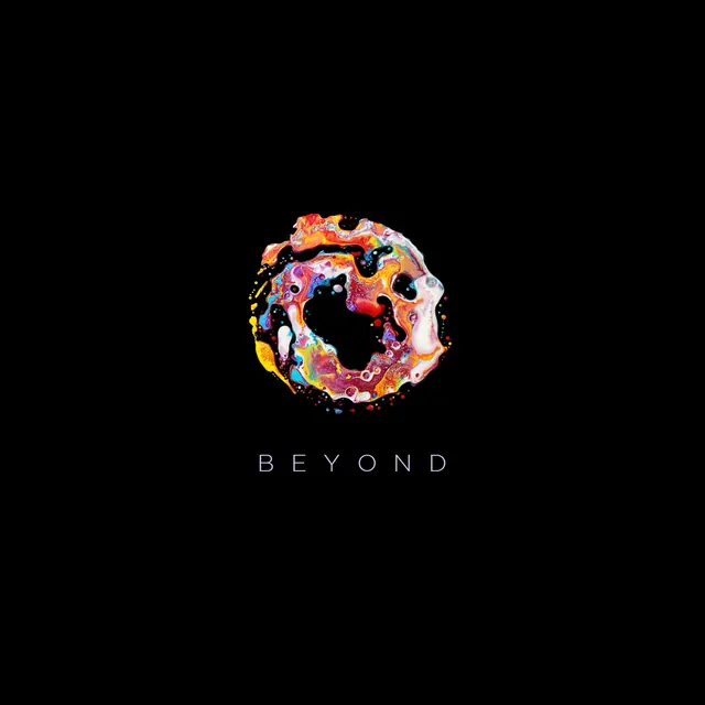 Colorful organic blob form with sans-serif label, organic, geometric, vibrant