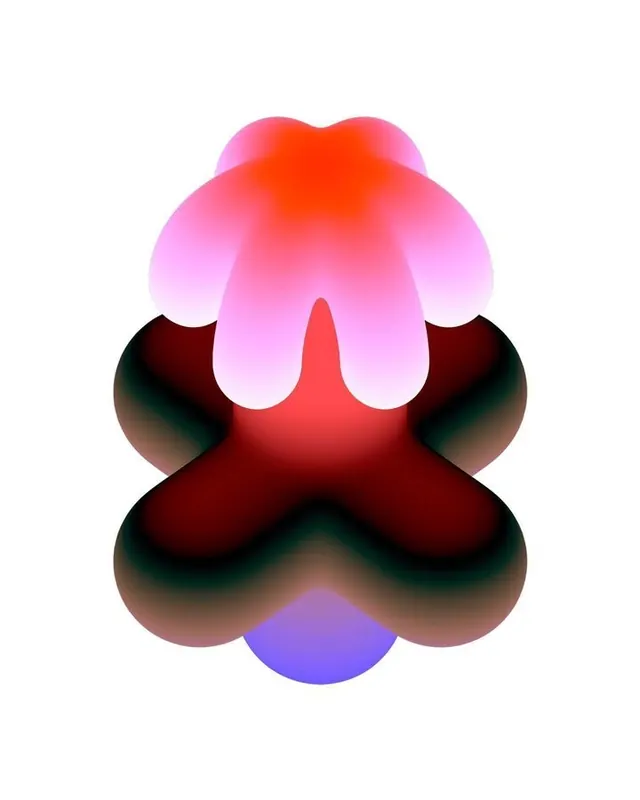 Organic blob forms with gradient light and dark, organic, gradient-heavy, warm