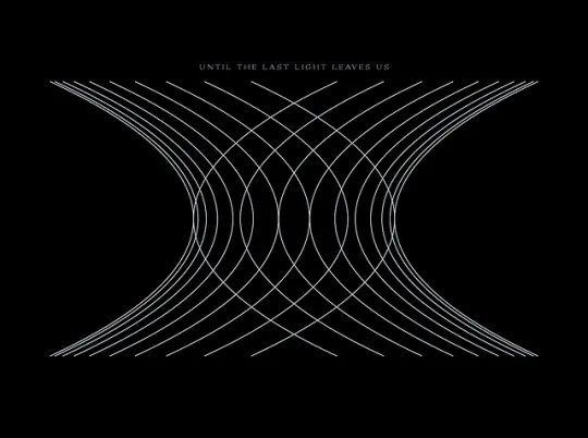 Concave curved line pattern with text overlay, minimal, abstract, monochrome