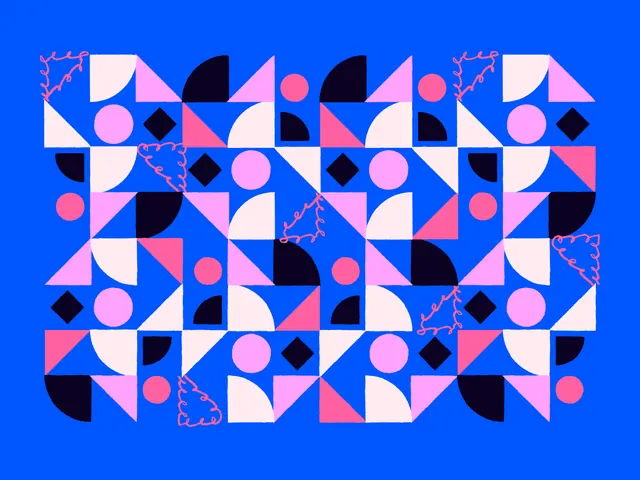 Geometric pattern with pink and blue, geometric, abstract, vibrant