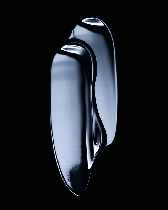 Blue sculptural form lighting study, 3d-render, minimal, cool