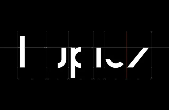 Typography layout grid with measurement guides, technical, minimal, dark
