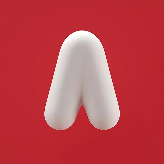 White rounded abstract form on red background, minimal, geometric, vibrant