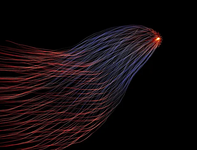 Abstract flowing light trails visualization, abstract, 3d-render, dark