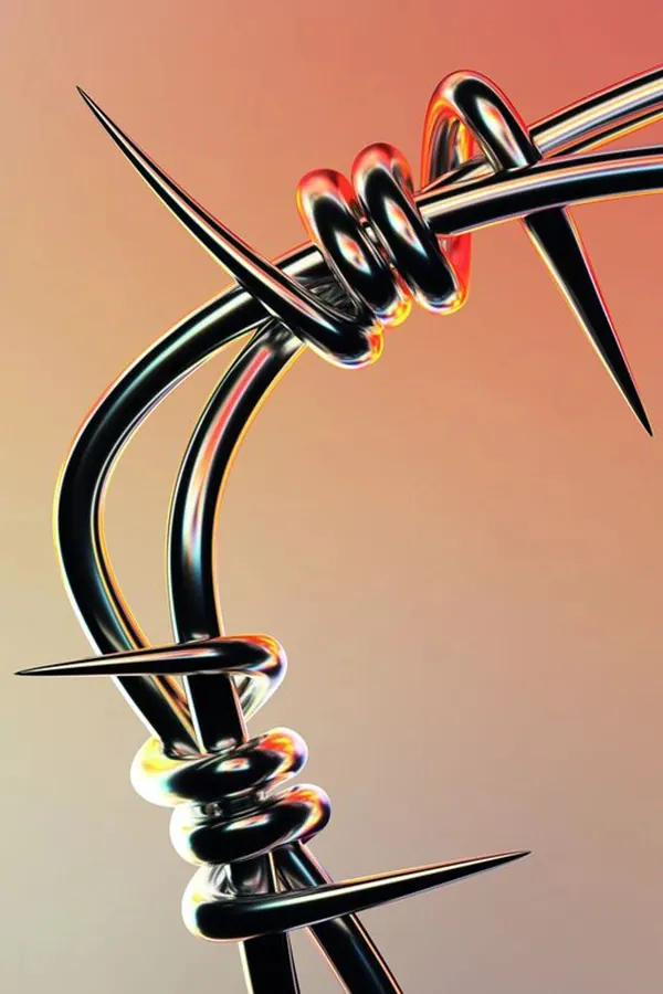 3D abstract glossy ribbons and forms, 3d-render, abstract, warm