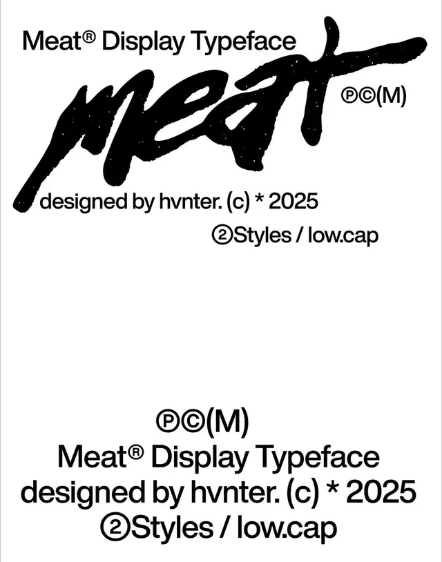 Meat Display typeface specimen sheet, minimal, display, monochrome