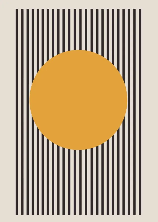 Bauhaus geometric circle and stripes, minimal, geometric, high-contrast
