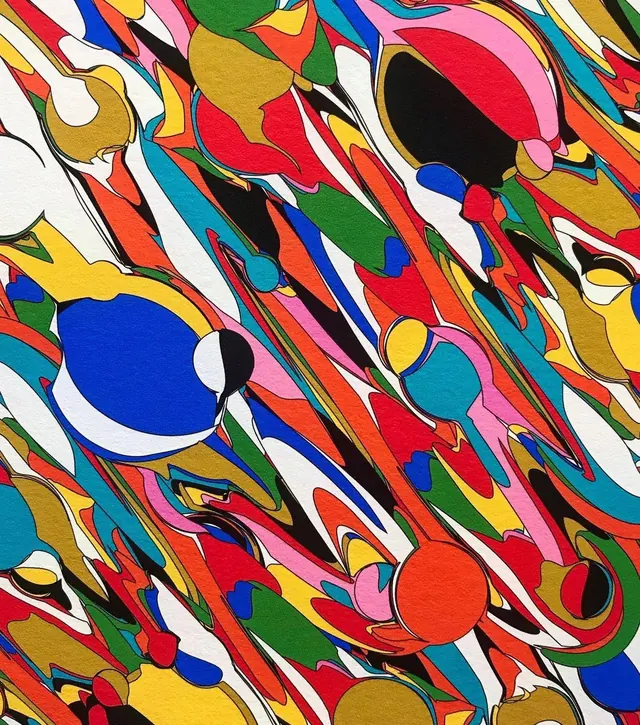 Maximalist abstract geometric pattern with vibrant colors, maximalist, geometric, vibrant
