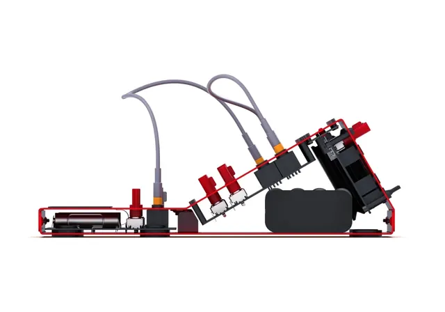 Teenage Engineering Pocket Operator synthesizer exploded view, technical, 3d-render, light