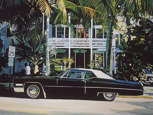 Vintage Car in Tropical Setting