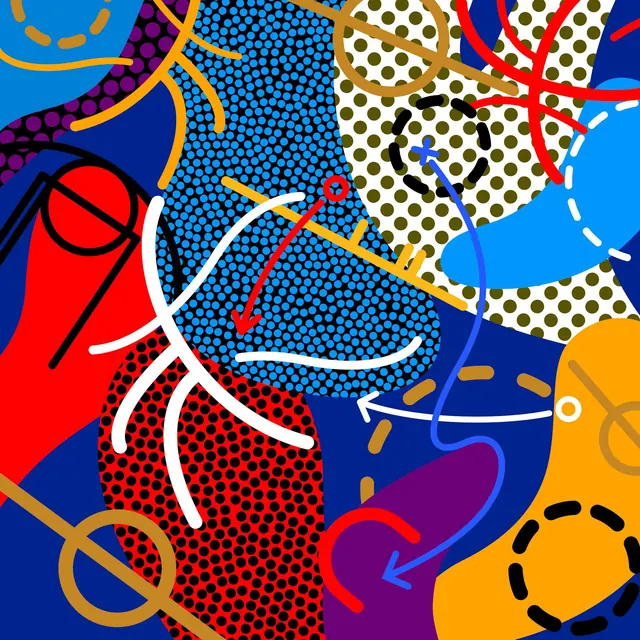 MVM pop-art collage illustration, illustrated, maximalist, vibrant