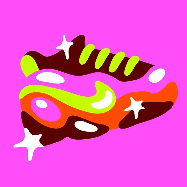 Neon blob sneaker illustration, illustrated, playful, vibrant