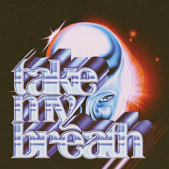After Hours" album cover with gradient and metallic type, 3d-render, gradient-heavy, vibrant