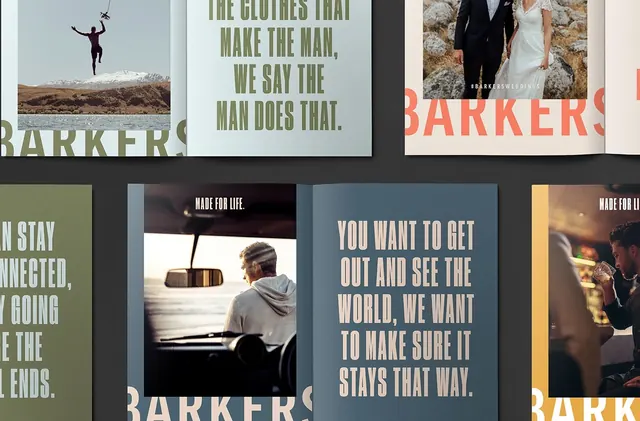 Barkers branding collage, editorial, photographic, muted