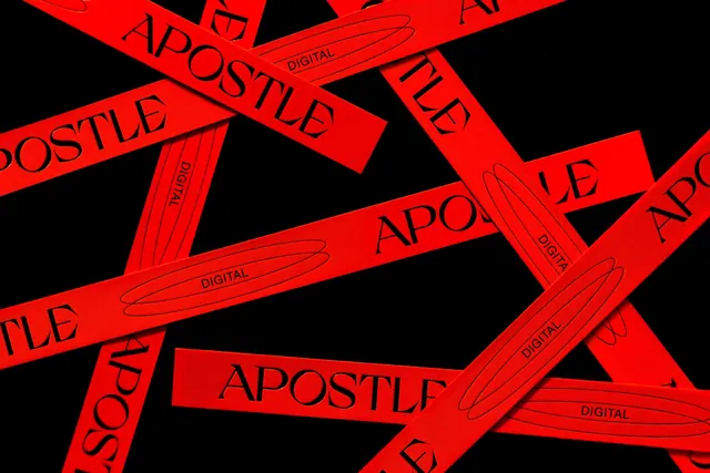 Apostle Digital branded tape, bold, geometric, vibrant