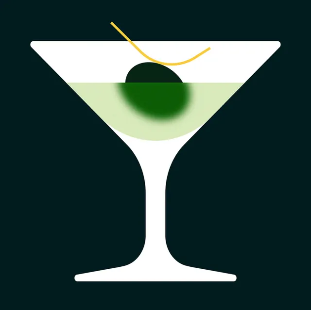 Minimalist cocktail glass illustration, minimalist, geometric, cool