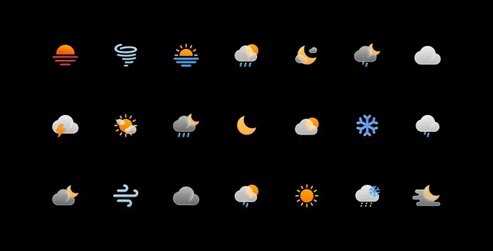 ChatGPT Weather Widget Icons, 3d-render, dark