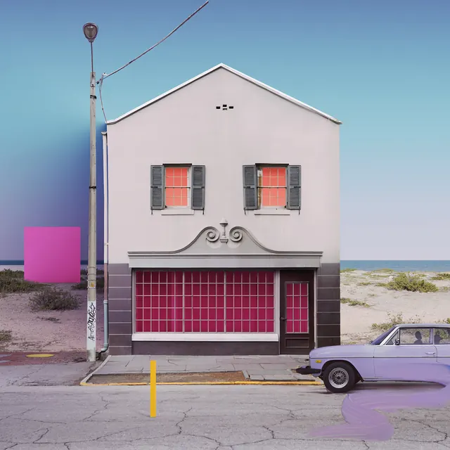 Surrealist Architectural Illustration, abstract, playful, vibrant