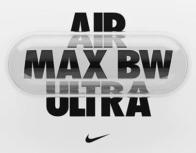 Nike Air Max BW Ultra campaign typography, bold, geometric, monochrome