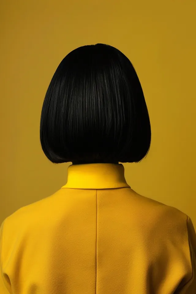 Figure in yellow turtleneck against gold background, digital, illustration, vibrant