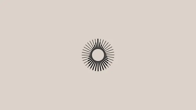 Minimalist sun radiating mark, line-art, minimal, light